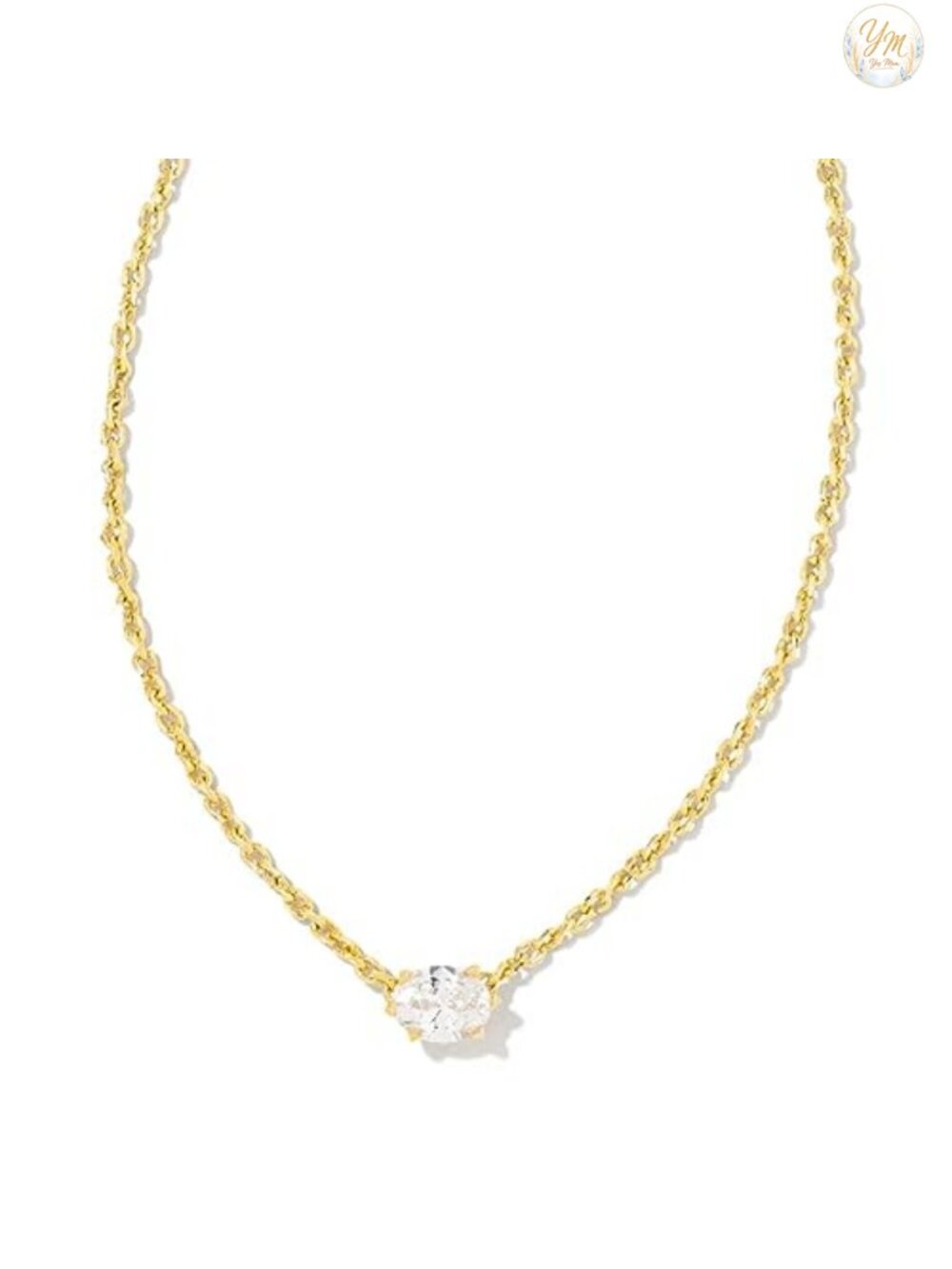 Kendra Scott Cailin Gold Pendant Necklace White Crystal Cubic Zirconia 16"